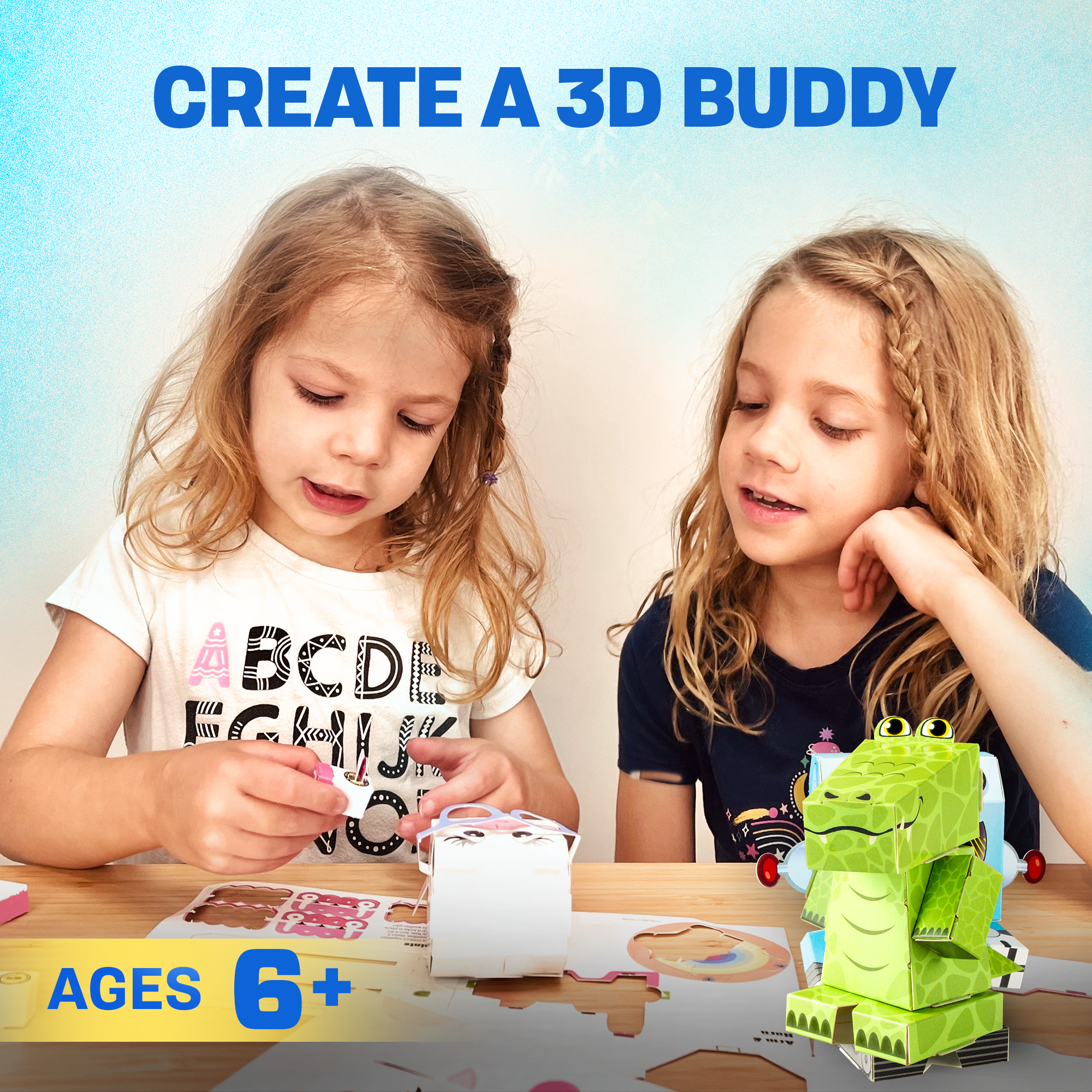 CUBLES North American Animals Alligator paper craft kit featuring precision-cut pieces for easy assembly, designed for kids aged 6 and up.